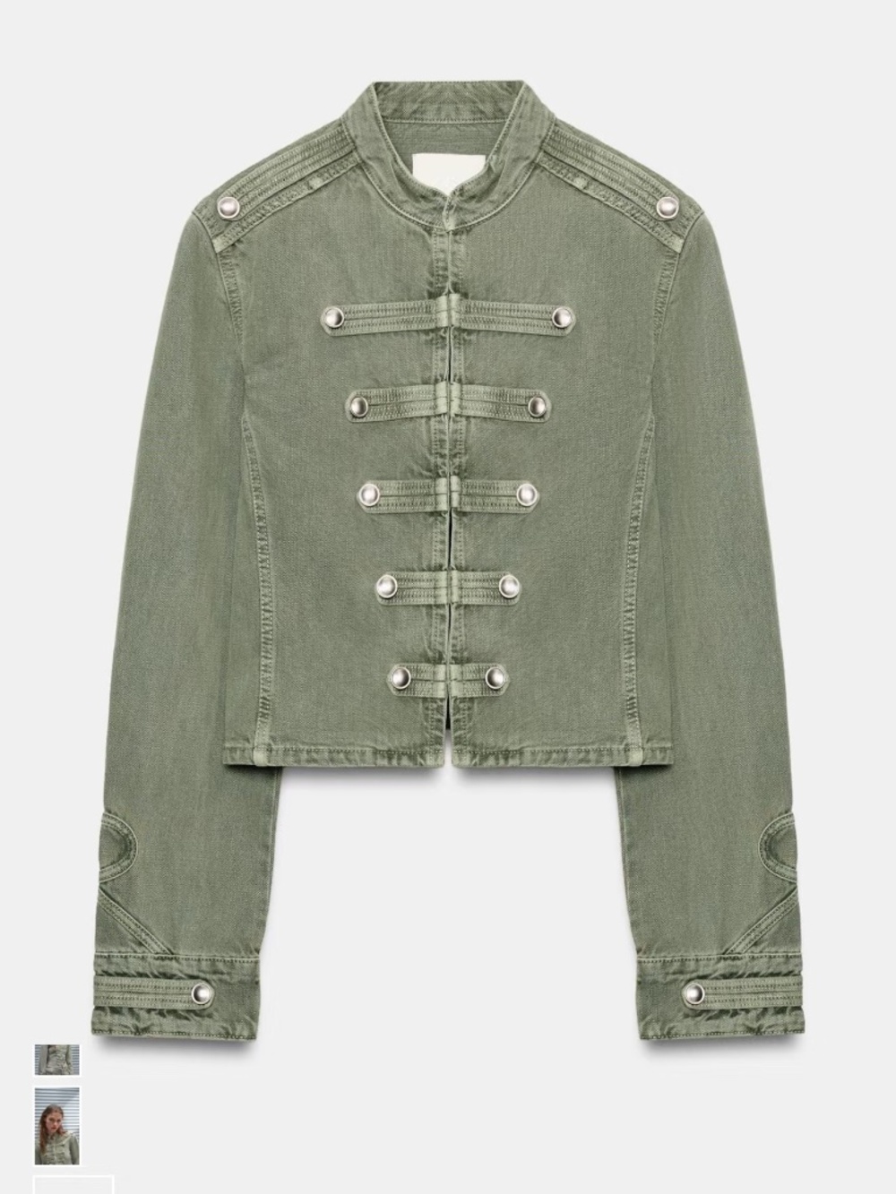 Zara Military-Inspired Cropped Denim Jacket